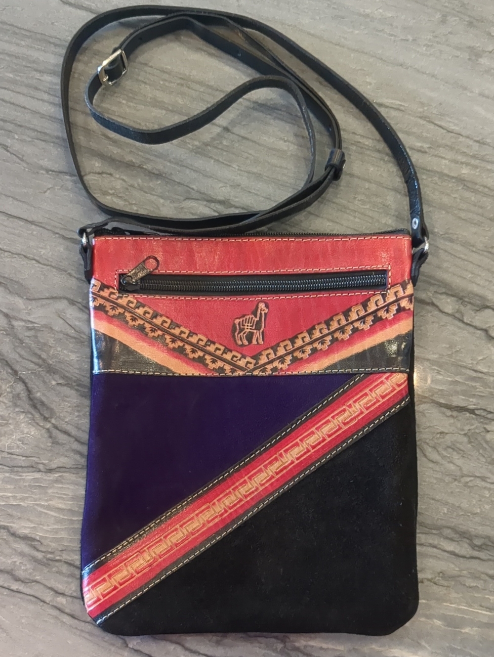 Suede Llama Crossbody Purse